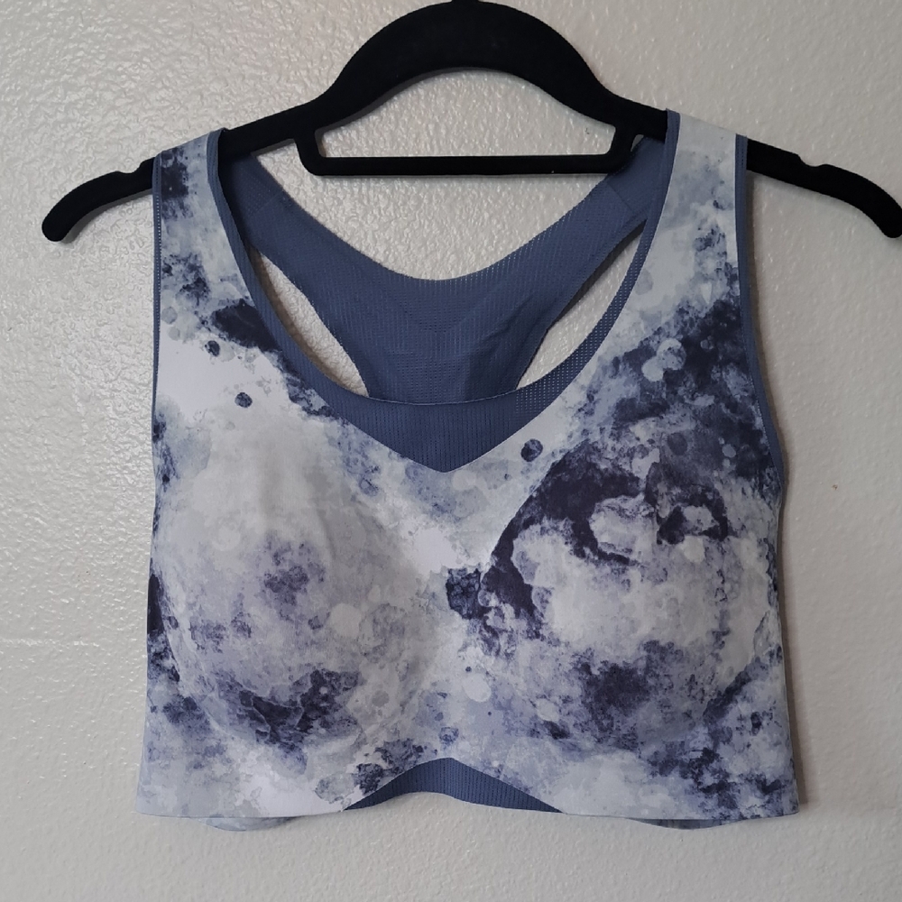 Soma Blue Gray Watercolor Print Sports Bra